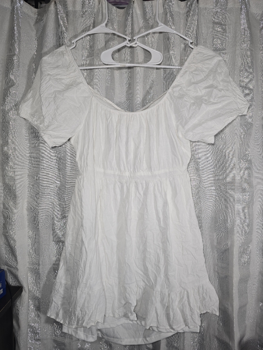 White Short Puff Sleeve Summer Dress
